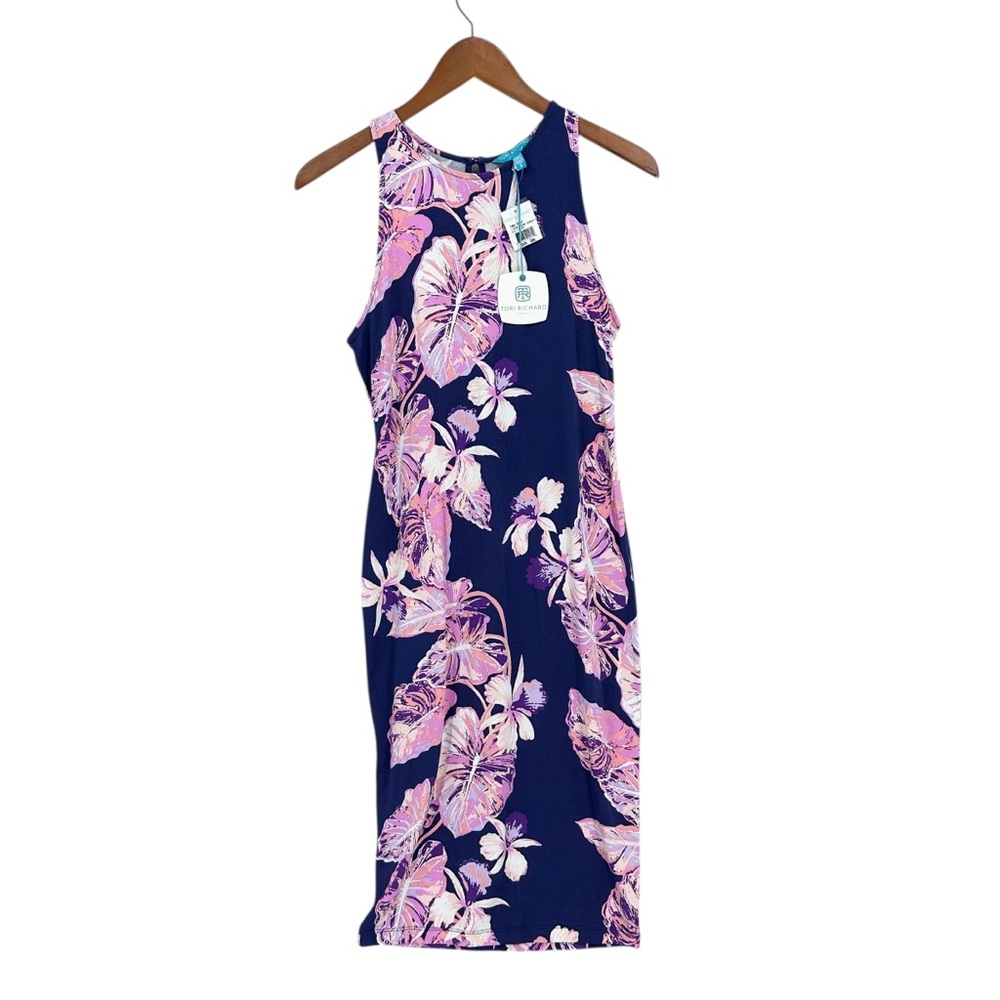 Tori Richard Pink and Purple Floral Midi Dress